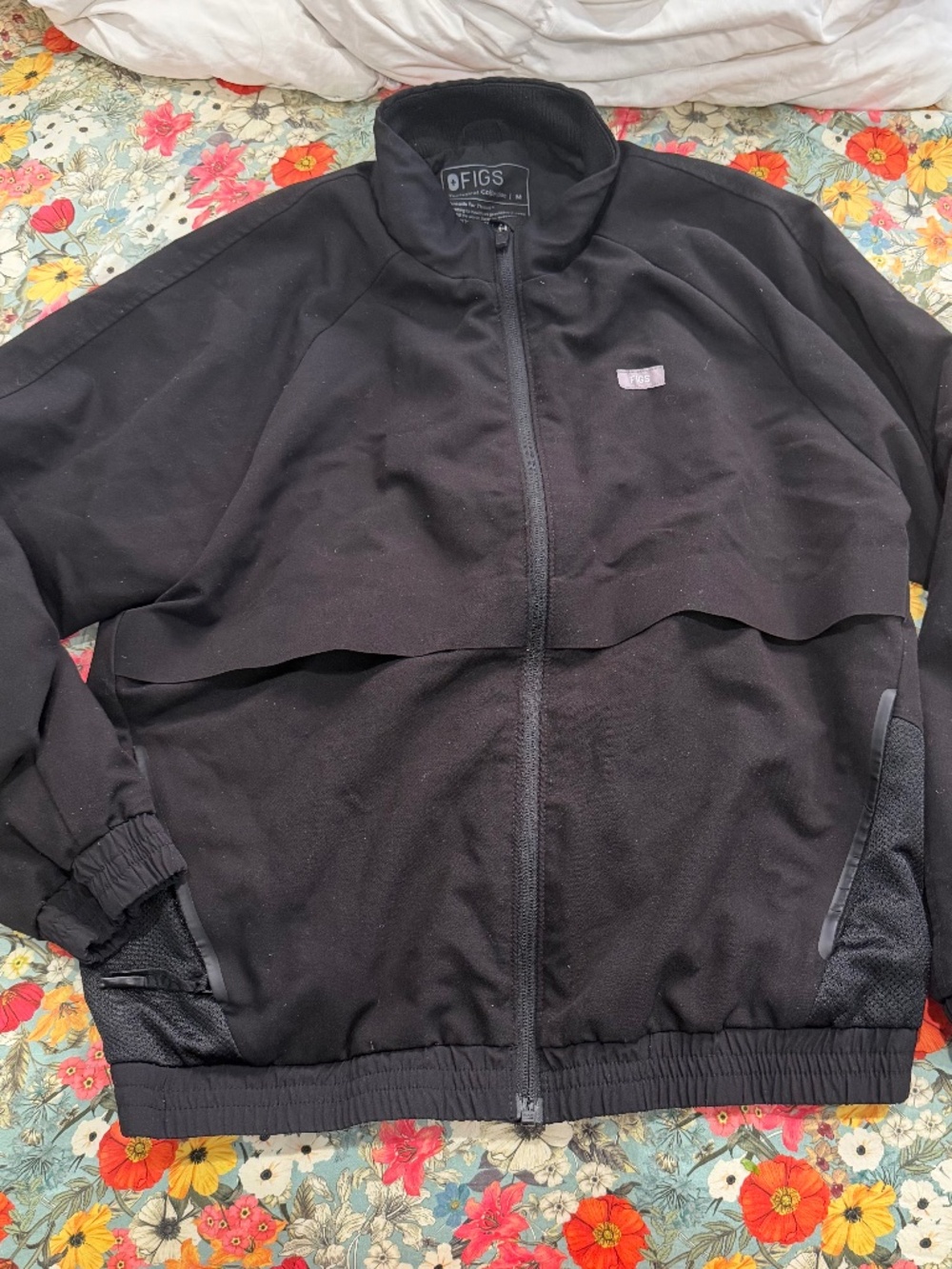 FIGS Black Zip Up Jacket Medium Lightweight Scrub Jacket
